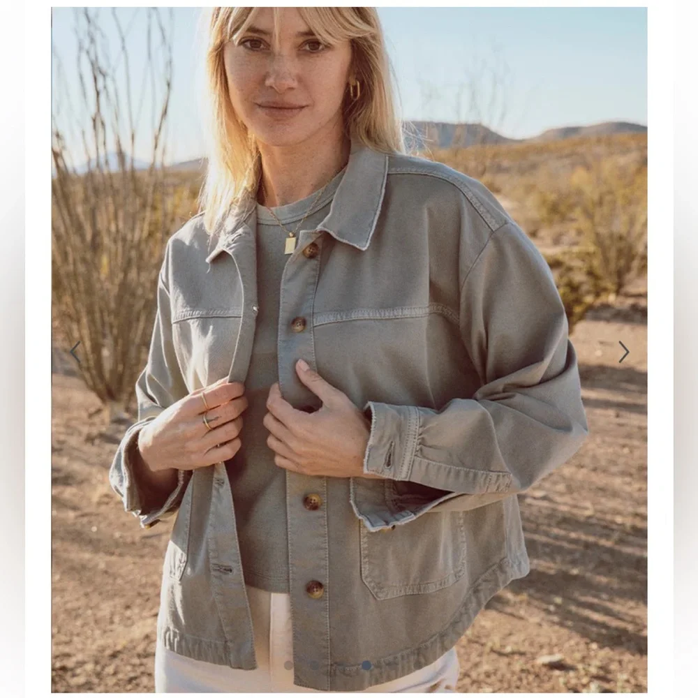 Marine Layer Freya Boxy Utility chore Jacket Sage Green Size Small S - Picture 3 of 12